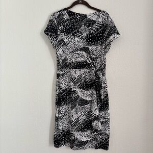 Alfani Women's Size Medium Black/White Patterned Faux Wrap Dress